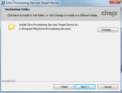 Citrix PVS 7.8 Target Tools Destination Folder