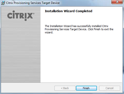 Citrix PVS 7.8 Target Tools Installation Completed