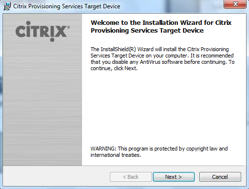 Citrix PVS 7.8 Target Tools Installation Next