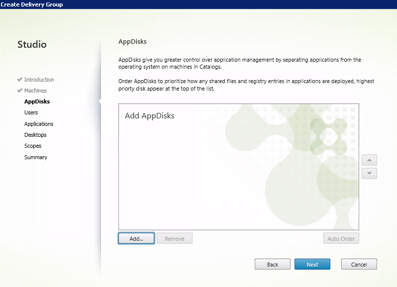 Citrix Delivery Group Add AppDisks