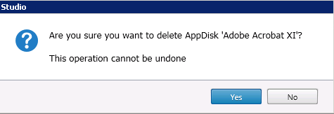 Citrix AppDisk Delete Failed Confirmation Box